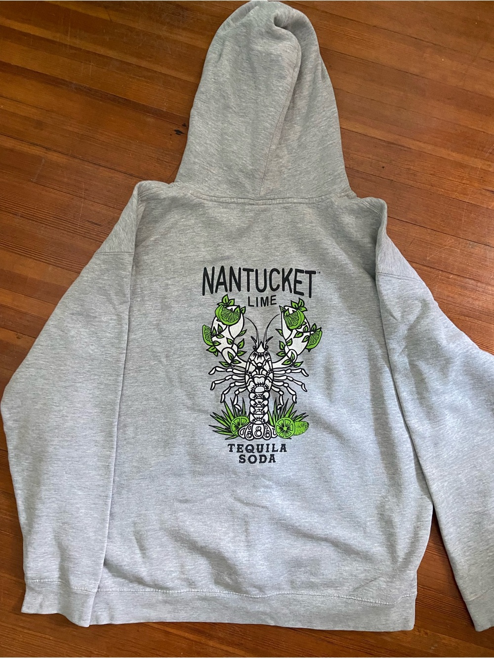 Triple Eight Nantucket Craft Cocktails Lime Tequila Soda Graphic Hoodie - Gray